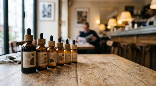Illustration editoriale symbolisant la reduction progressive et maitrisee du taux de nicotine dans le vapotage sur douze mois